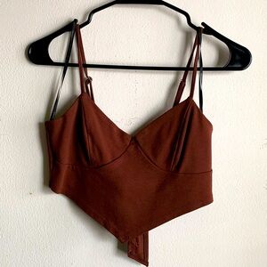 Forever 21, brown, tie back crop top, size M